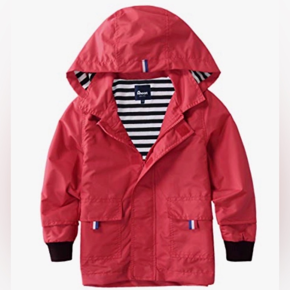 Hiheart Boys/Girls Kids' Red Hooded Raincoat